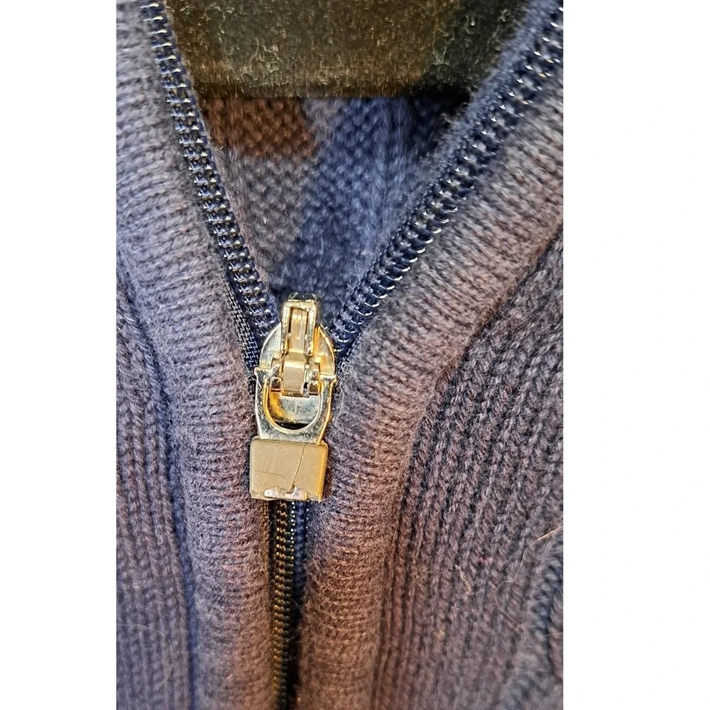 IZOD‎ Mens Navy Blue Cable Knit 1/4 Zip Sweater Size Medium Cotton